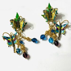 Lunch At The Ritz butterfly - butterflies vintage dangle earrings pierced ears
